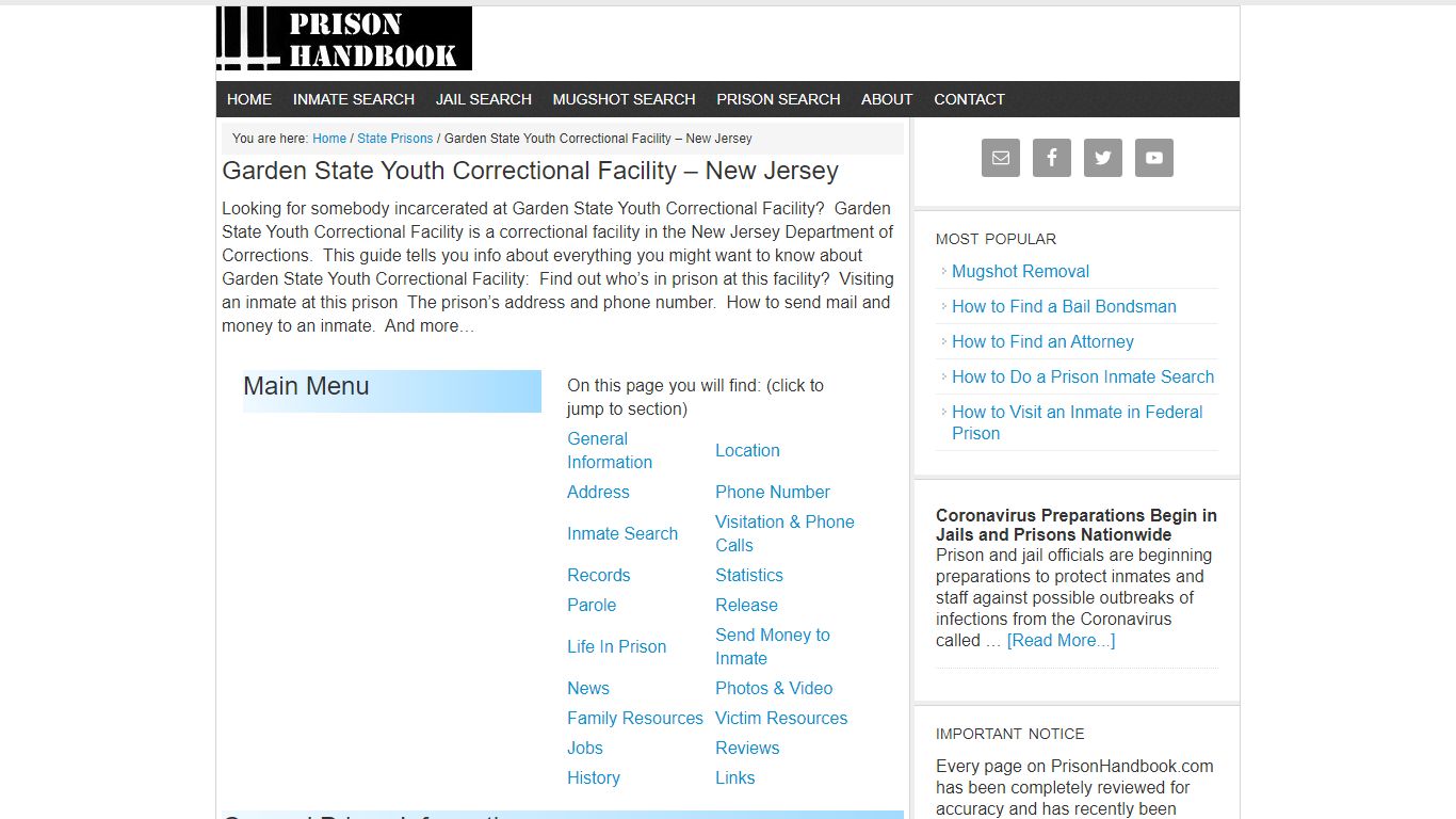 Garden State Youth Correctional Facility – New Jersey - Prison Handbook